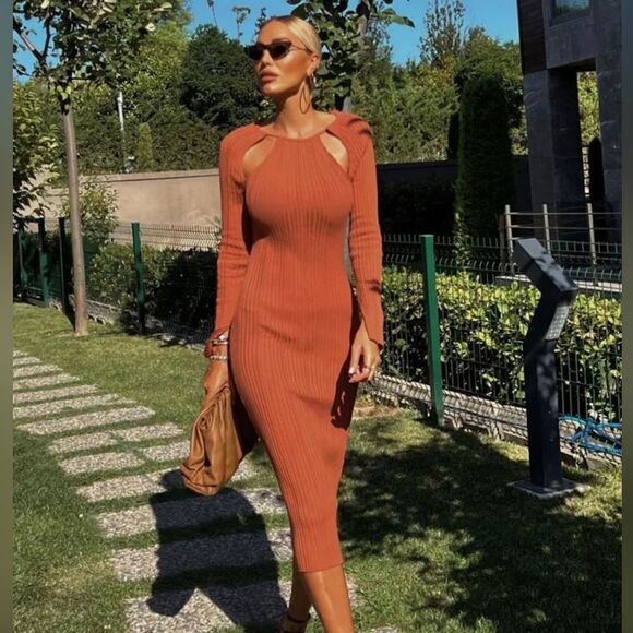 Zara Knit Cut Out Dress New - Picture 3 of 9